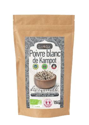 Poivre blanc de Kampot en grain BIO & EQUITABLE (sachet 100g)