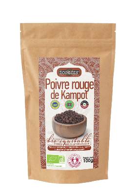 Poivre rouge de Kampot en grain BIO & EQUITABLE sachet 100g